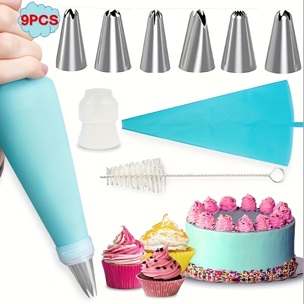 Piping Bag and Tips Set Reusable Cake Decorating Kit Tools, 14 Frosting  Tips and Silicone Pastry Bag,3 Icing Smoother, 2 Couplers,1 Bag Tie for