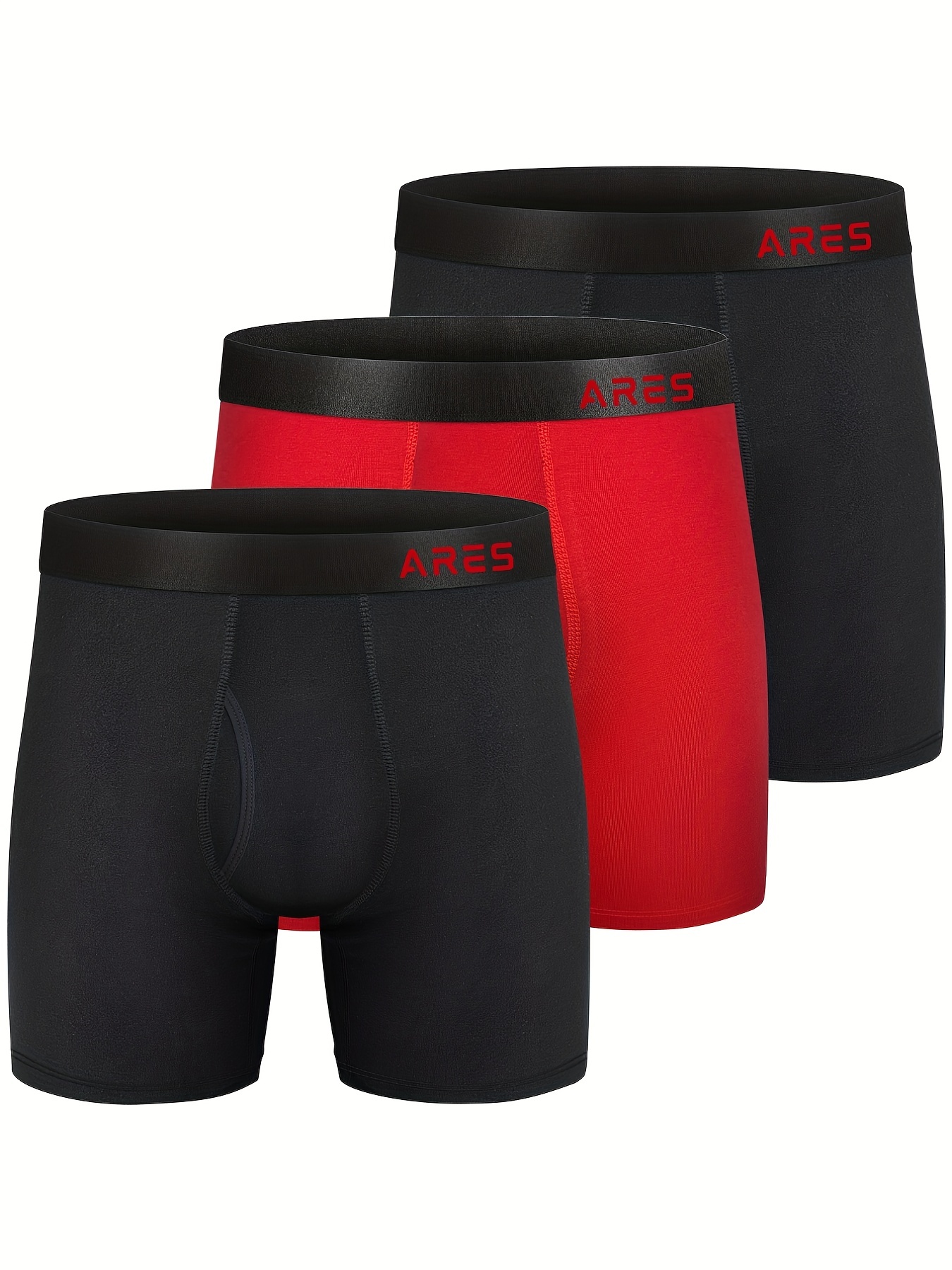3pcs/set Multicolor Solid Boxer Briefs With No Front Fly For Men