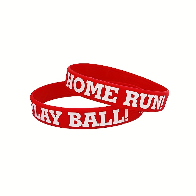 6 Pcs Baseball Rubber Bracelets Athletic Silicone Wristbands