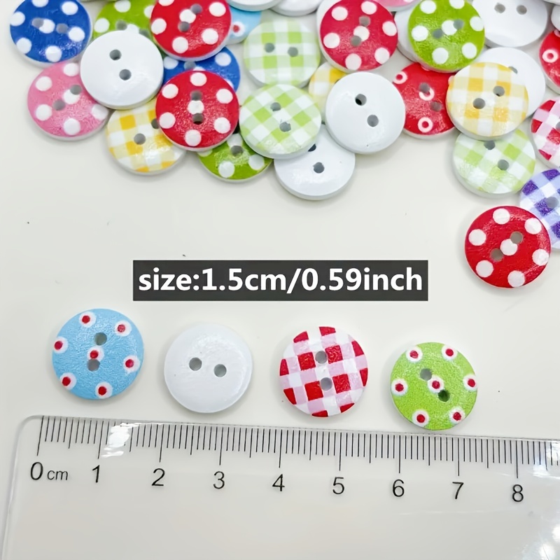Wooden Buttons With Polka Dot Pattern For Sewing - Temu
