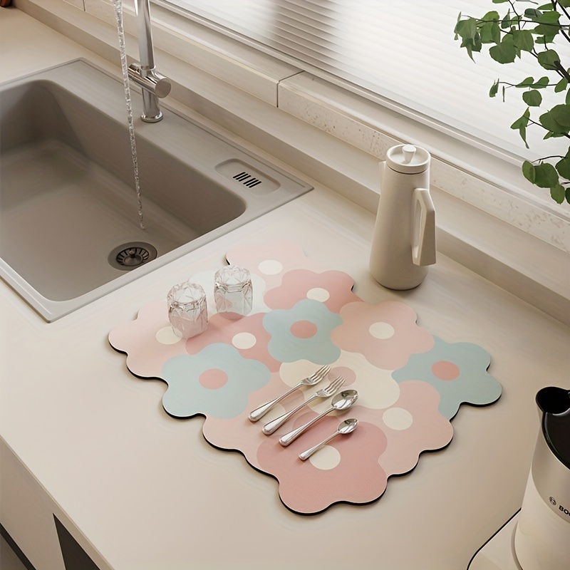 Dish Drying Mat Napa Skin Drain Pad Rubber Super Absorbent Drainer Mats  Tableware Bottle Rugs Kitchen Dinnerware Placemat