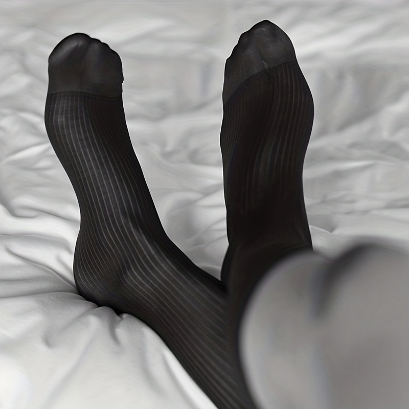 

1/2pairs Men's Suit Socks Silk Stockings Breathable Male Sheer Formal Dress Wear Suit Stocking Business Socks (black/navy Blue)