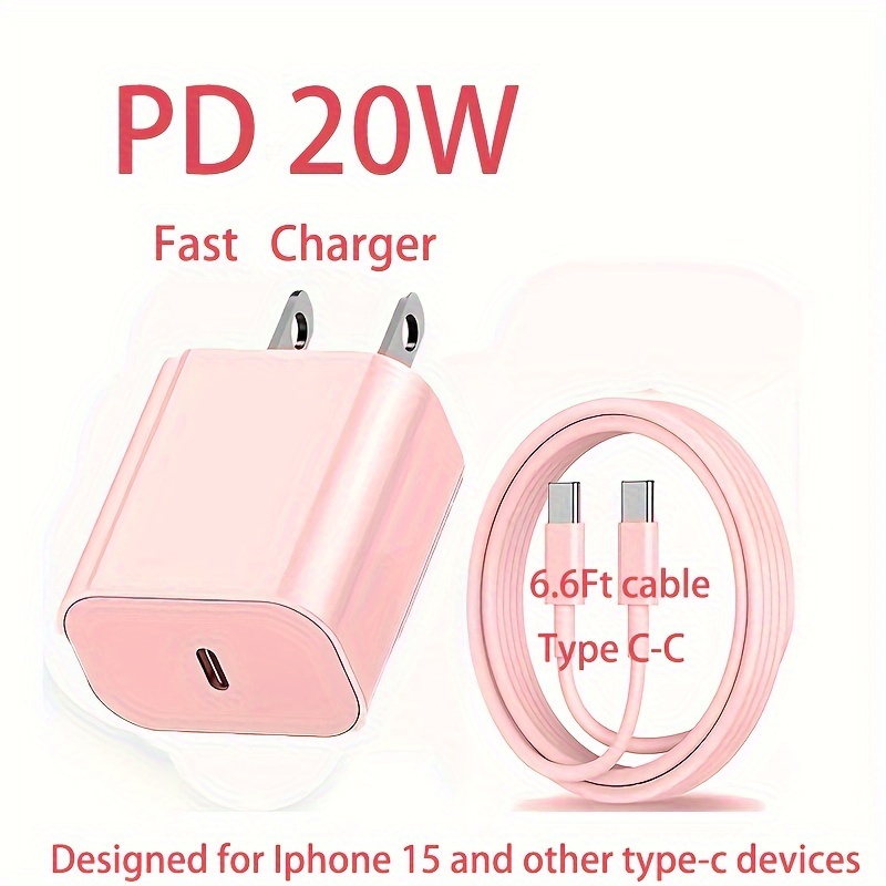 Cargador 20w Carga Rapida Tipo C Para iPhone 15 + Cable 1.5m