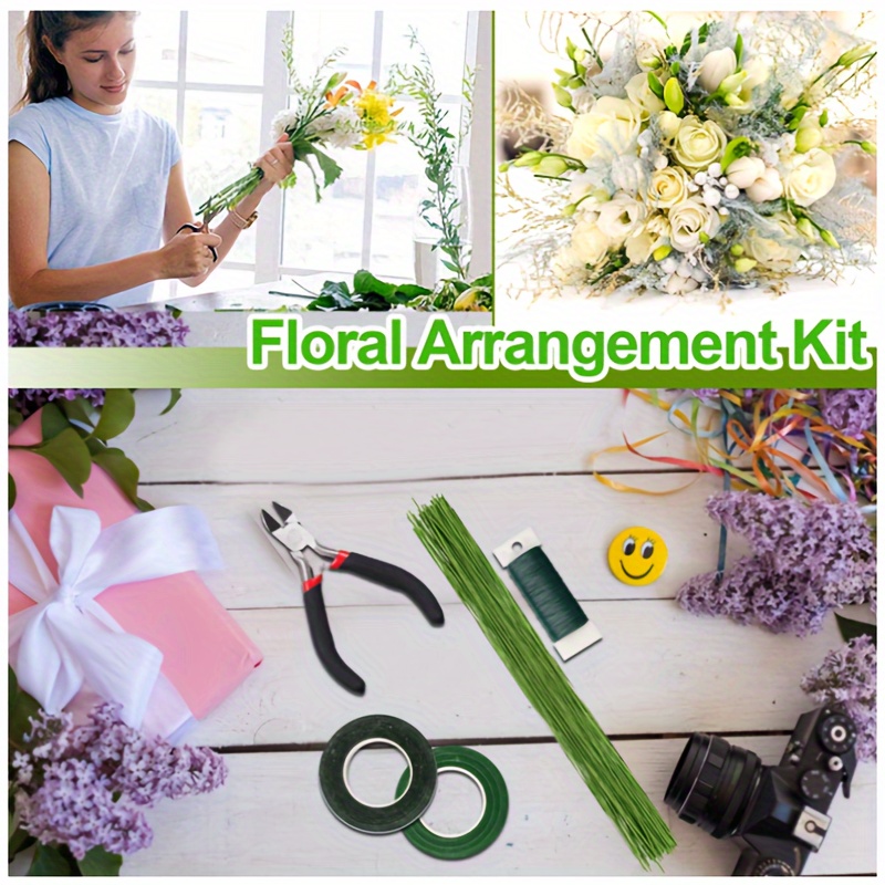 Floral Arrangement Kit With Green Tape And Wire Boutonniere - Temu