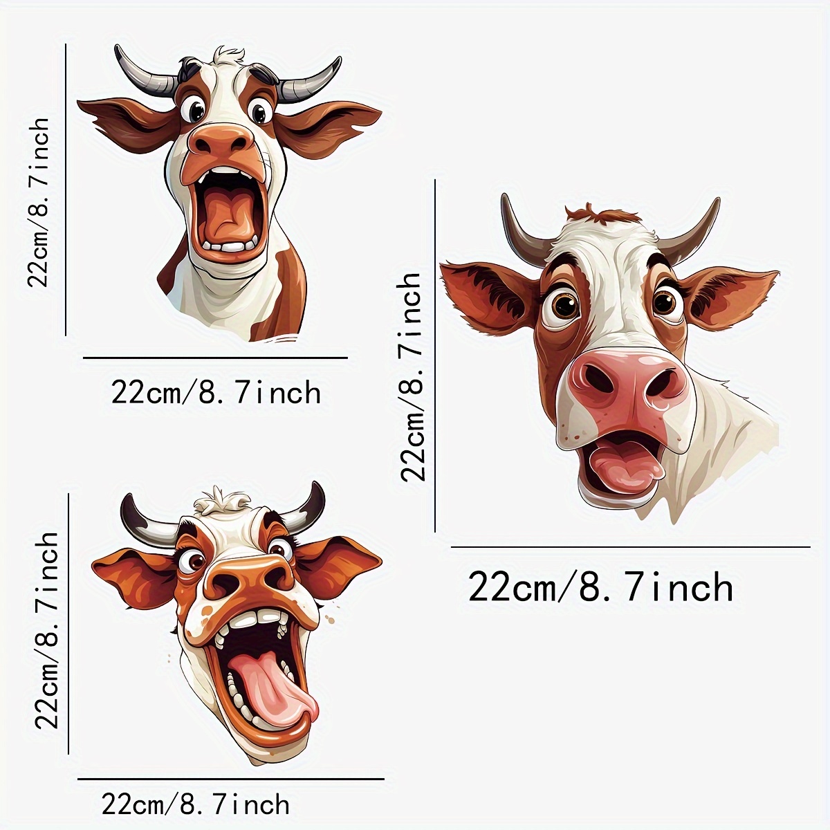 3 шт./6 шт. милые сумасшедшие коровы большие наклейки - Temu