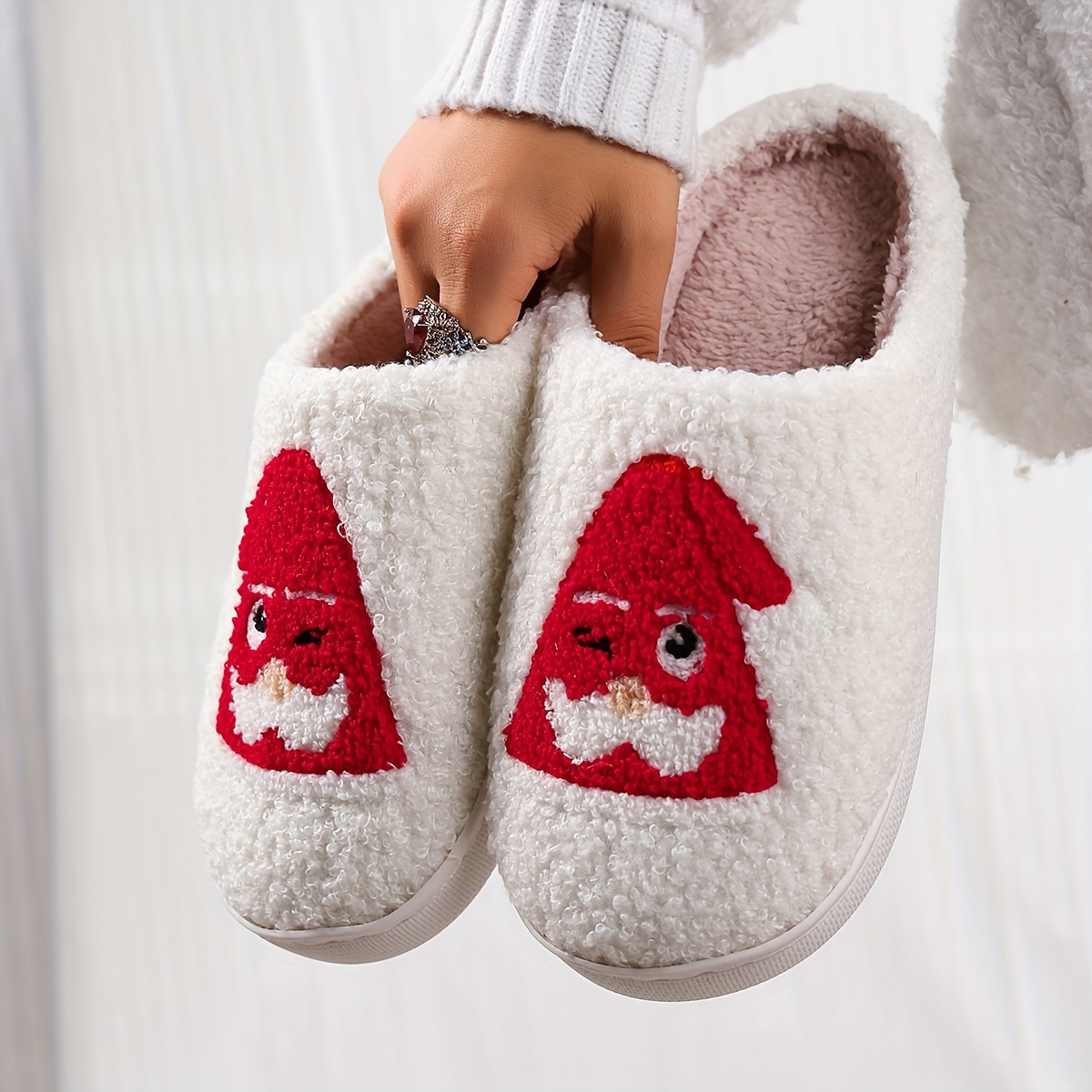 Christmas Series Pattern Plush Slippers Cute Closed Toe Soft - Temu ...