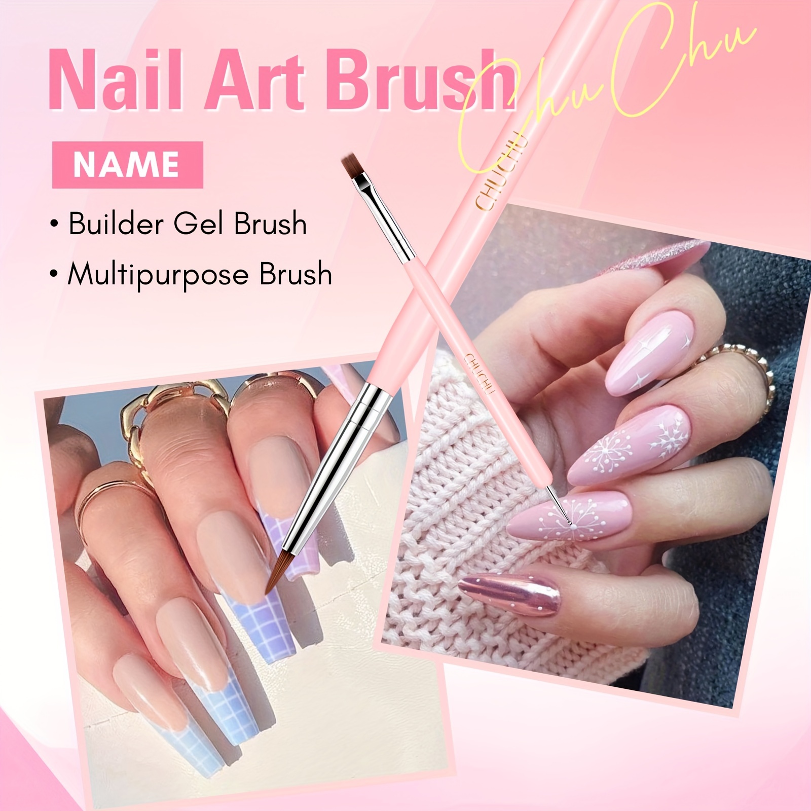 Nail Art Brushes Set Gel Polish Nail Art Design Pen Painting Tools with  Nail Extension Gel Brush, Builder Gel Brush, Nail Art Liner Brush and Nail