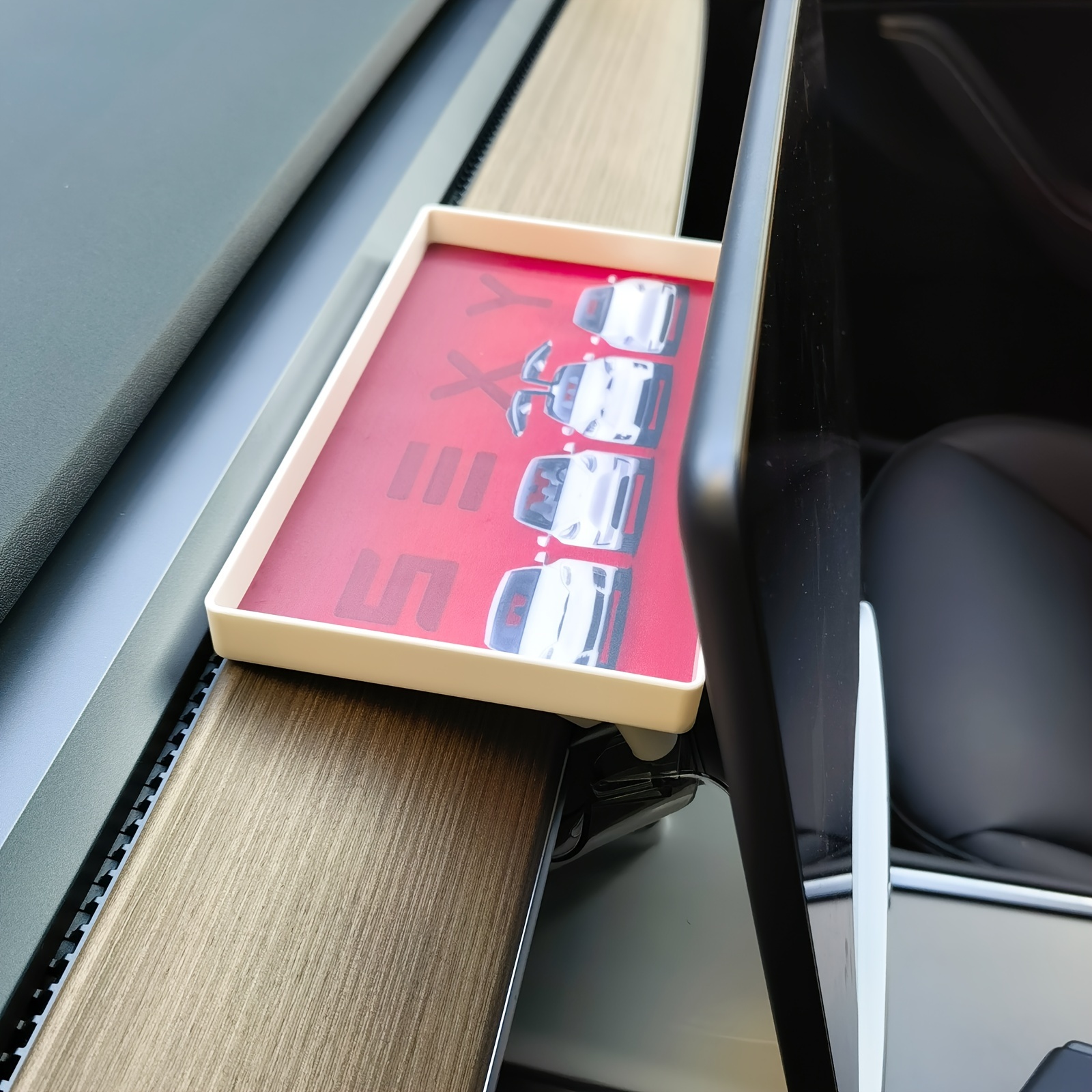 Weiße Mittelkonsole Aufbewahrungsschale Mit Magnetischem Organizer Hinter  Dem Bildschirm, Taschentuchbox, Handy- Und Sonnenbrillenhalter Für Model 3