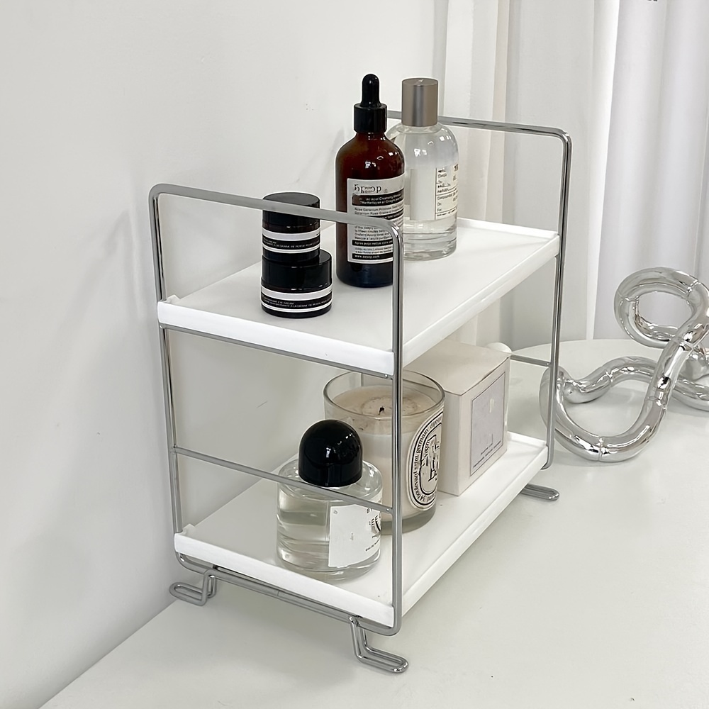 Bathroom Countertop Organizer, Vanity Tray Cosmetic & Makeup Storage  Kitchen Spice Rack Standing Shelf, White, Style 1 