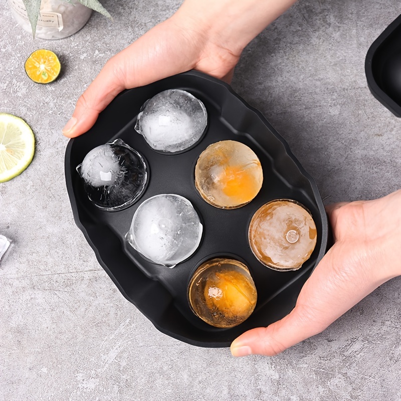 1pc Large 4.5cm Round Ice Cube Mold With Lid, 6 Holes Silicone