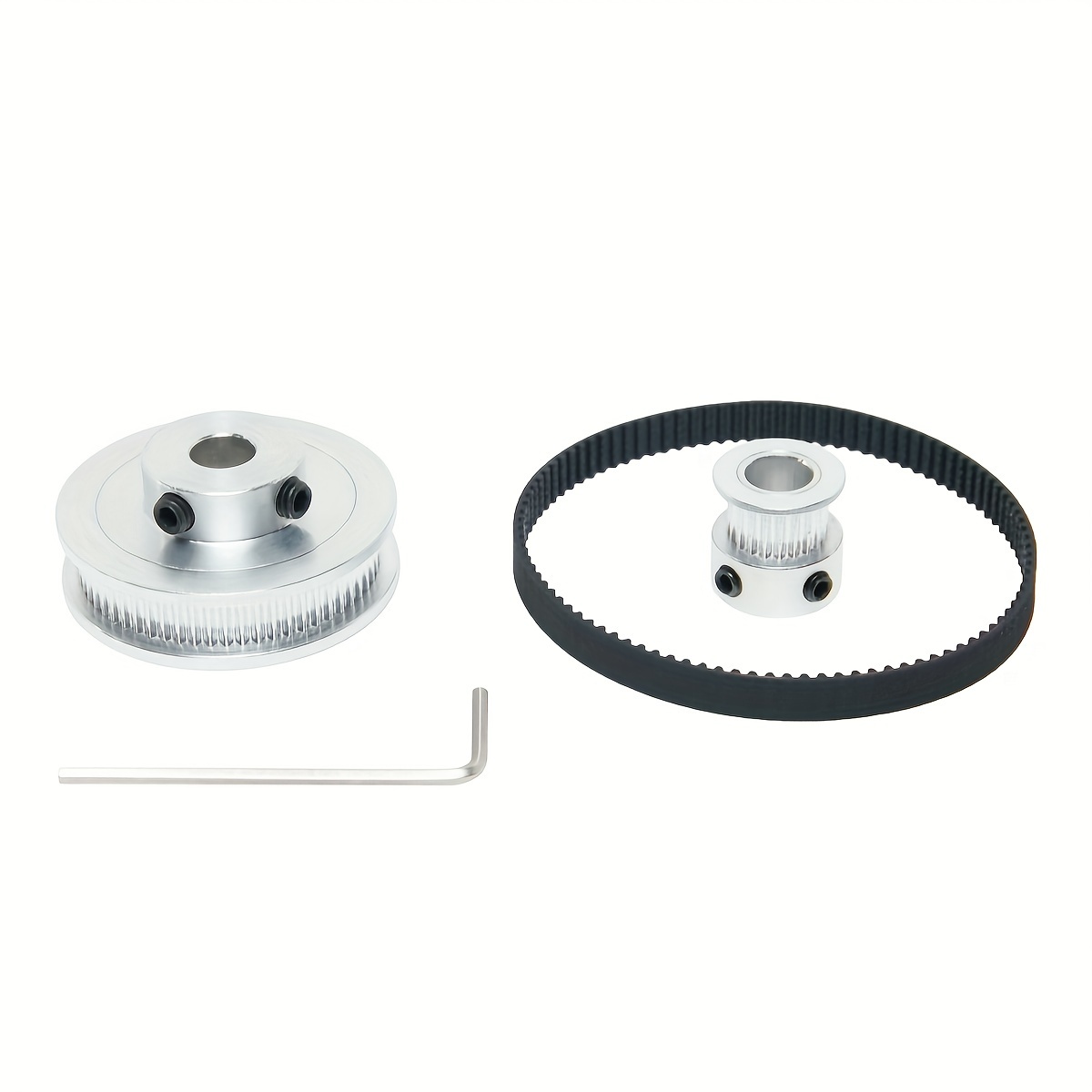 Shceec 1pc Gt2 Aluminum Timing Pulley 20&60 Teeth Kit 10mm Bore 60t & 8mm Bore 20t Wheel With 1pc Length 280mm Width 6mm Belt & Allen Wrench(20t8-60t10)
