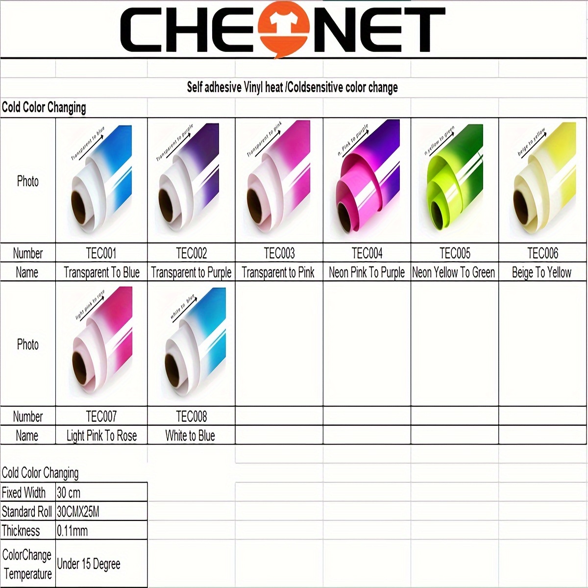 Permanent Color Changing Vinyl. Temperature sensitive