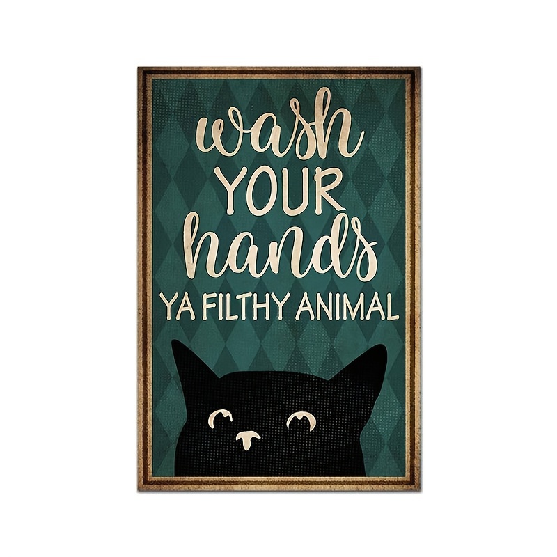 Black Cat Vintage Posters, Art Wall Prints, Funny Bathroom Canvas