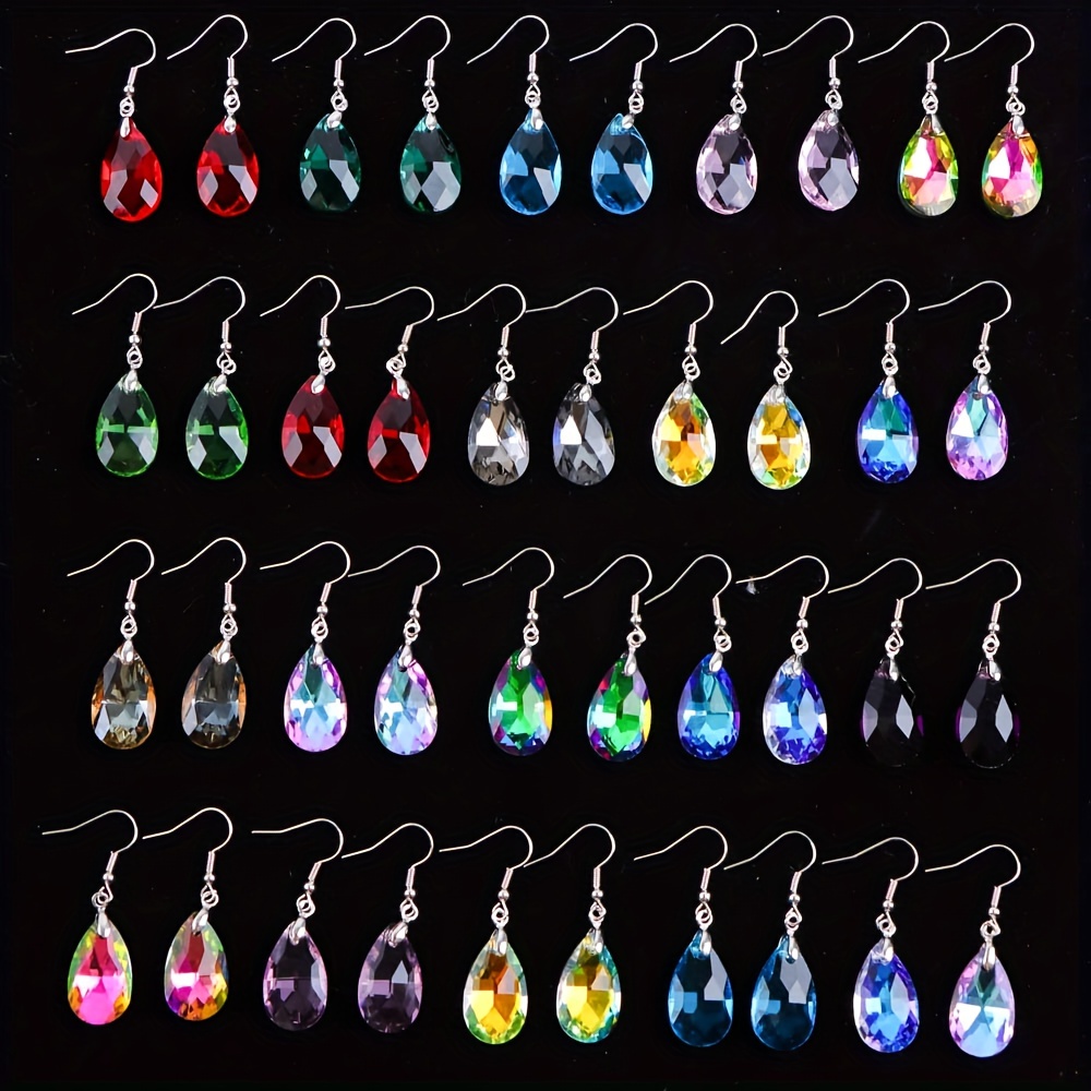 E-shop 10 Paar/Pack Neue elegante bunte Strass-Ohrringe für Damen, modische Tropfenförmige Ahornblatt-Anhänger-Ohrringe, glänzender Schmuck, tägliches