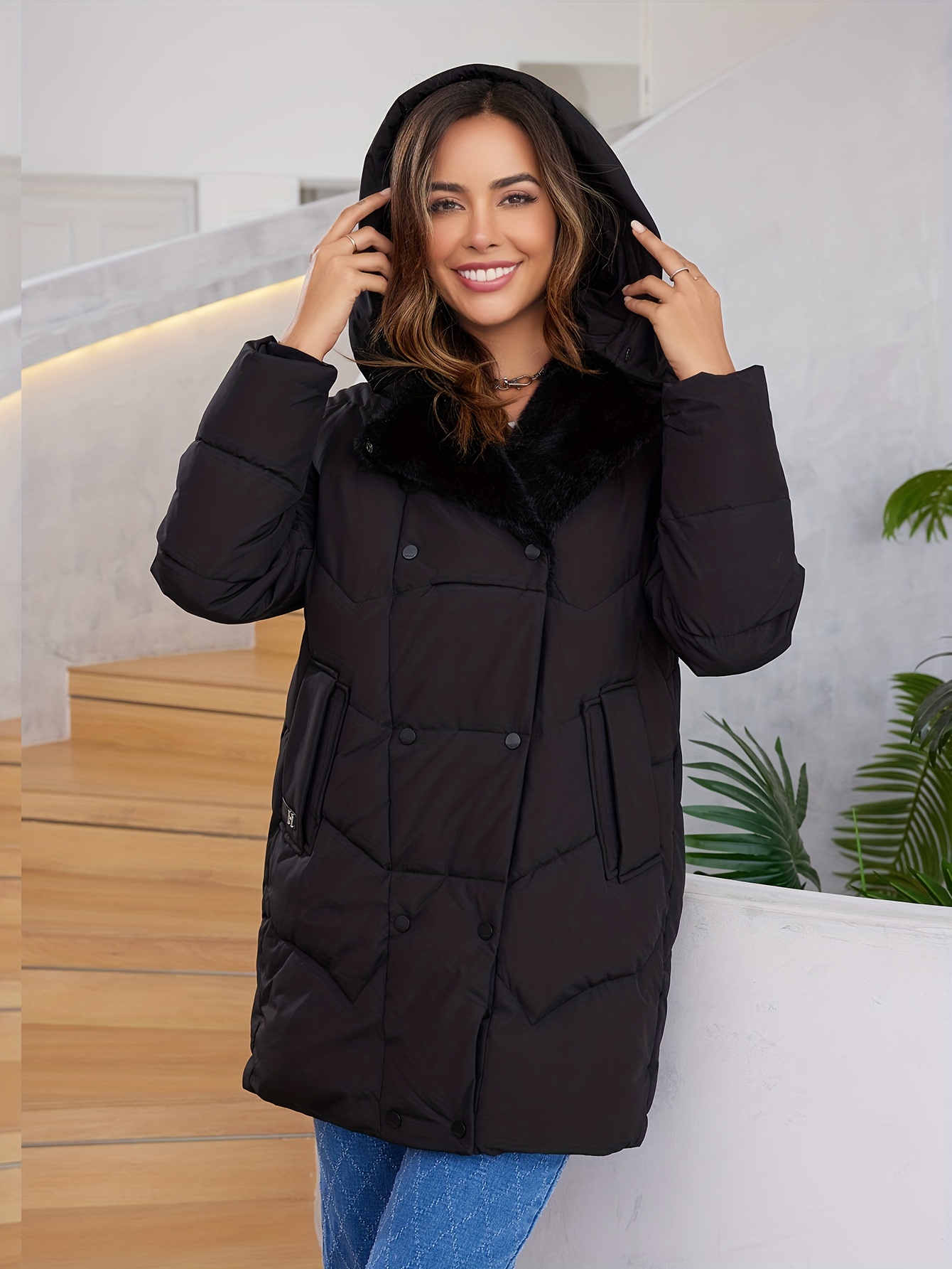 Women Double Breasted Winter Warm Long Jacket Trench Coat Parka Outwear  Overcoat