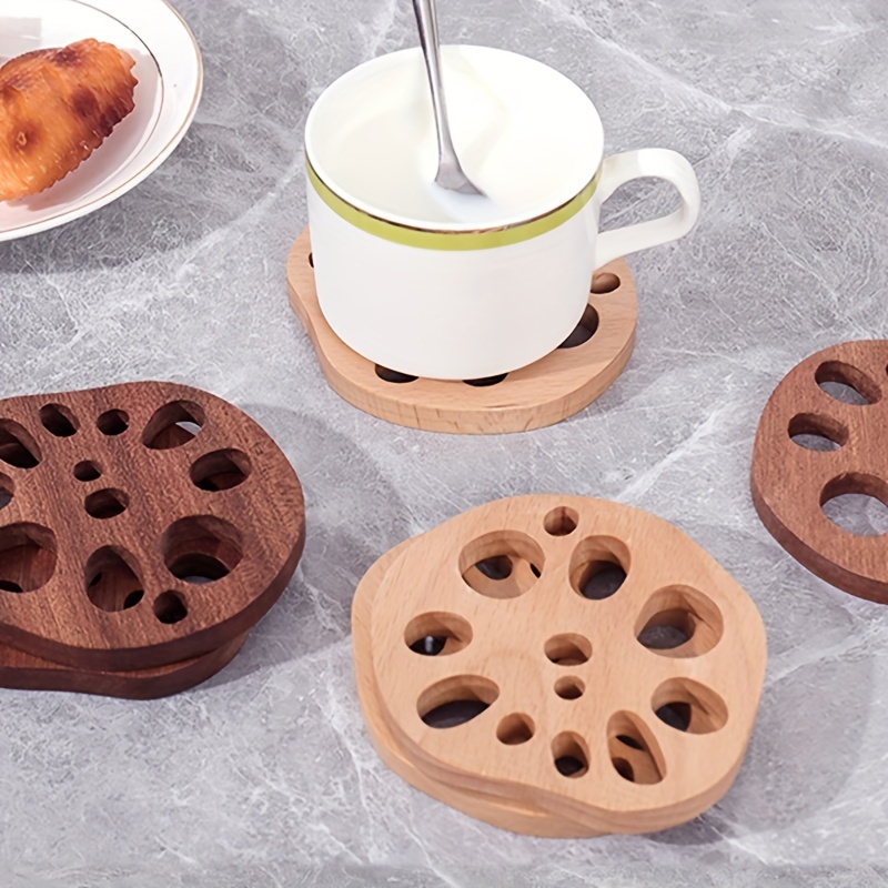 Bamboo Tea Cup Mat, Lotus Root/flower Shaped Drink Coasters, Insulated Cup  Holder, Wooden Placemat - Temu