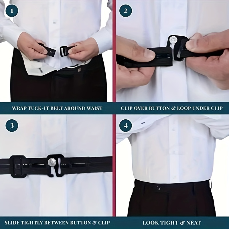 Men Near Shirt-Stay Non-slip Wrinkle Bandage Tuck Best Shirt Stays Black  Belt