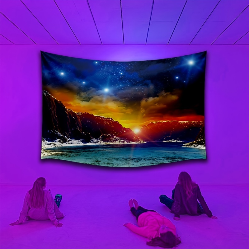 Starry Sky Series Fluorescent Tapestry Uv Light Reflective Temu