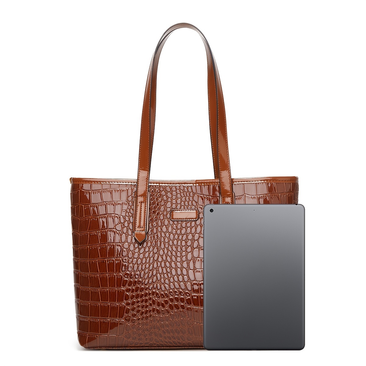 Crocodile Pattern Tote Bag Large capacity Faux Leather Shoulder Bag