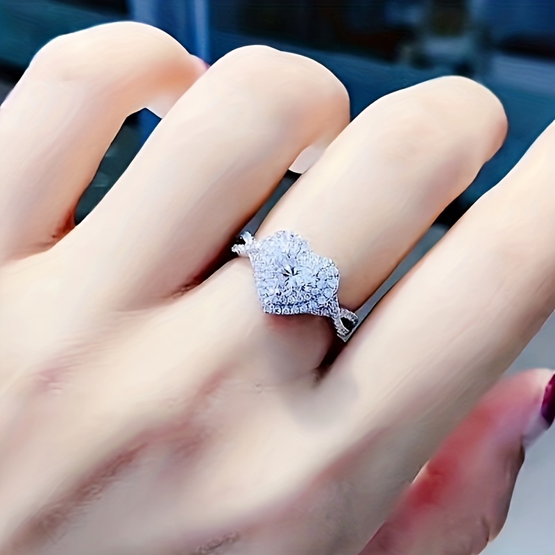 Exquisite Promise Ring Plated Dainty Heart Design Inlaid Shining Zircon  Engagement Wedding Ring For Bries Dupes Luxury Jewelry