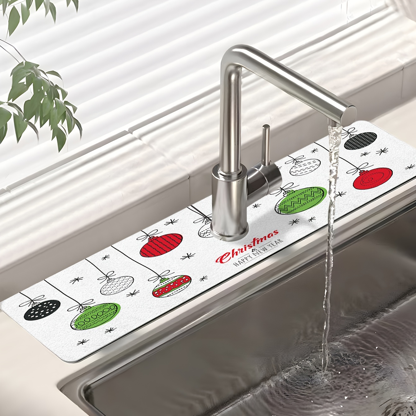 New Christmas Diatom Mud Faucet Absorbent Mat, Kitchen Countertop