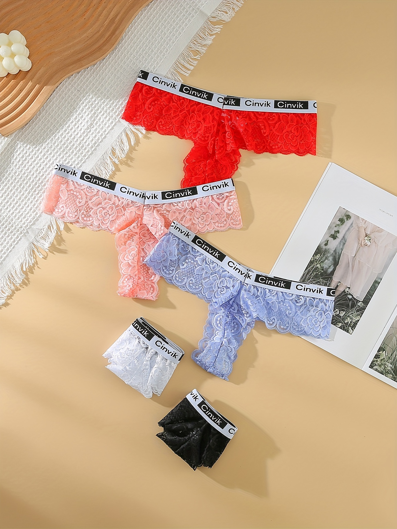 4pcs Tangas Encaje Floral Panties Malla Letras Huecas - Temu Chile