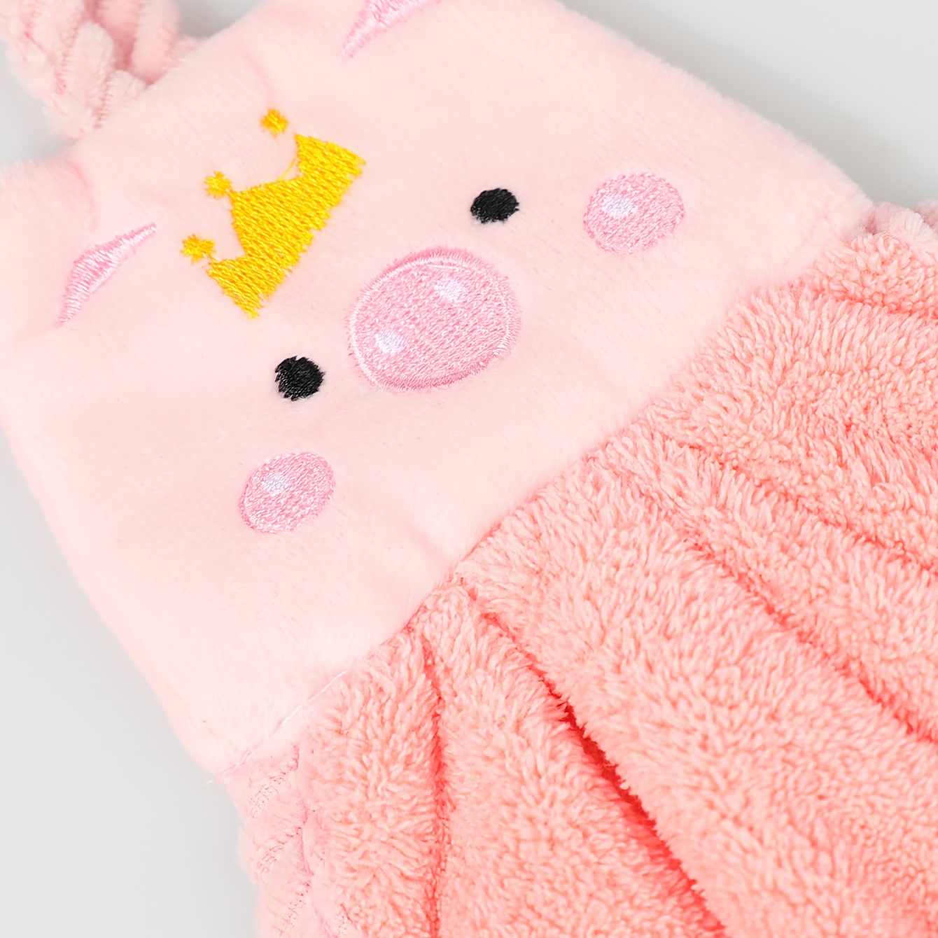 Soft Coral Fleece Piggy Hand Towel for Kitchen Use