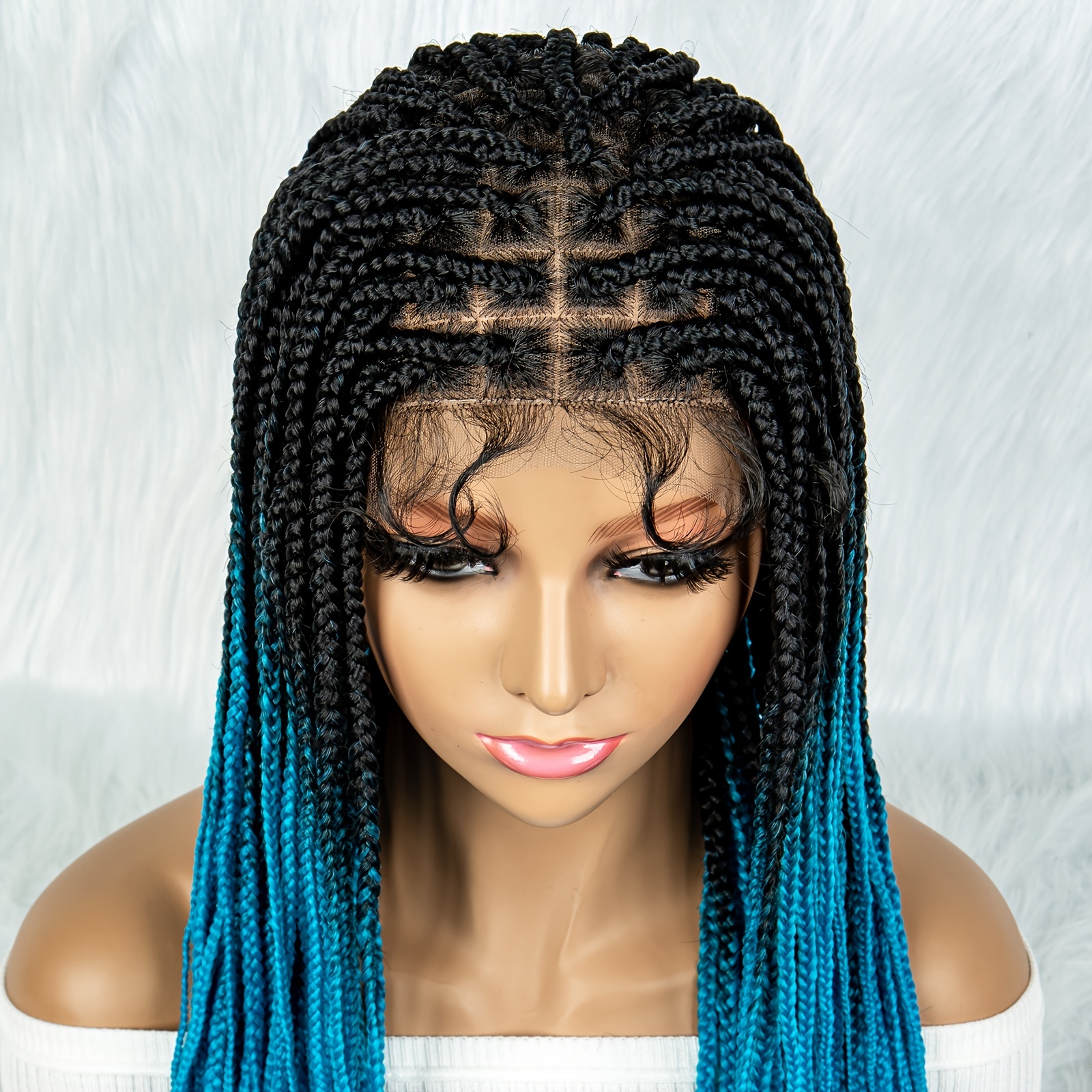 Full Lace Front Box Braided Wigs Black Women Cornrow Braids - Temu