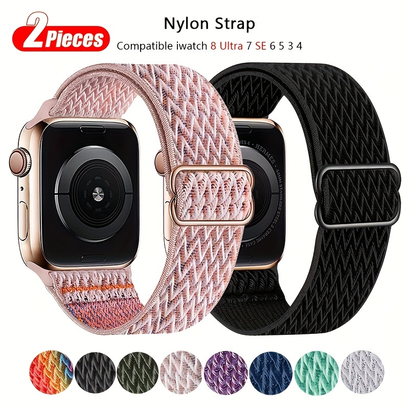 1pc Fashion Men Women Elastic Strap Compatible With Apple Watch Band 44mm  40mm Adjustable Braided Loop Bracelet Apple Watch Series 8 Ultra 7 SE 6  45mm 38mm 49mm Smart Watch Strap Accessories