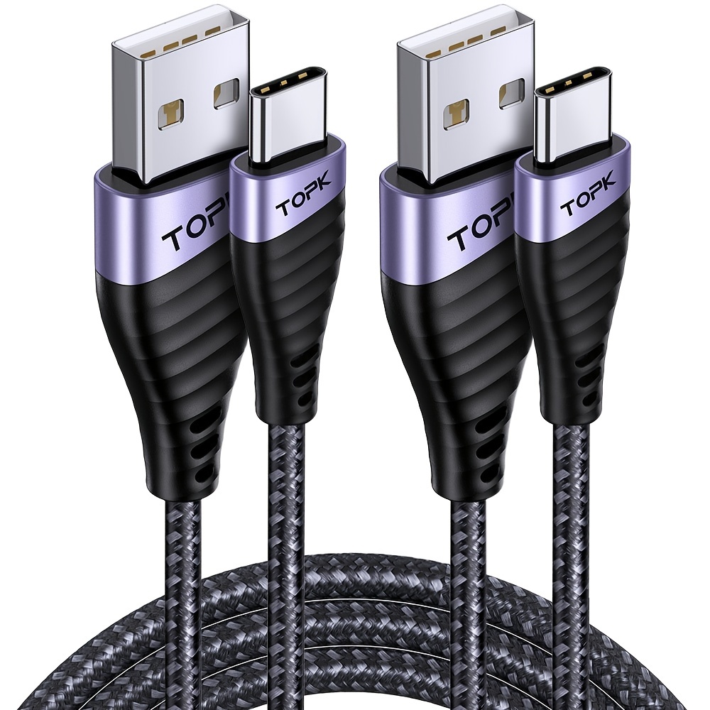 USB Type C Cable, (2-Pack 3FT) USB C Charger Cable Nylon Braided Fast  Charging Sync Cord Compatible iPhone 15/15 Pro Max Samsung Galaxy S10 S9 S8