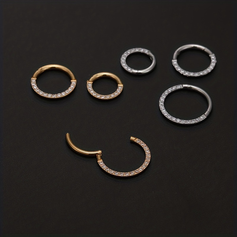 Hinged Nose Ring with Zircon Inlay