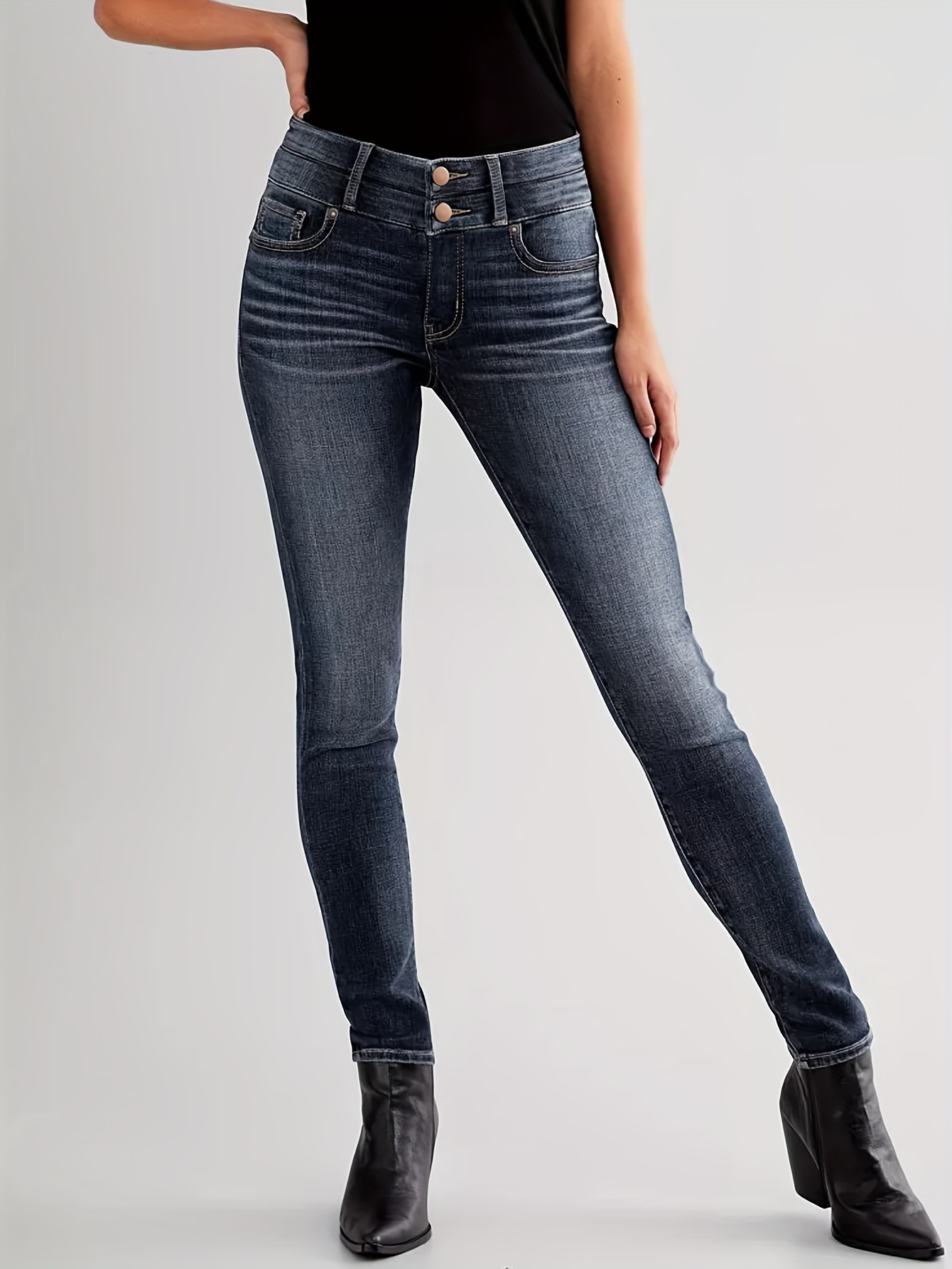 Blue Slim Fit Skinny Jeans, Slim Fit High-Stretch Slant Pockets High *  Denim Pants, Women's Denim Jeans & Clothing