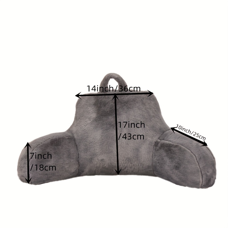 Faux Fur Reading Pillow, Wedge Adult Backrest With Arms Back
