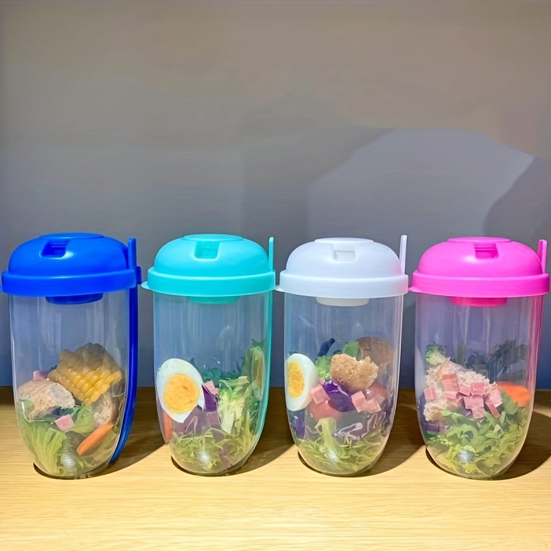 Salad Meal Shaker Cup,salad Container For Lunch, Portable Fruit And  Vegetable Salad Cups Container With Fork & Leak Proof Salad Sauce Dressing  Case - Temu