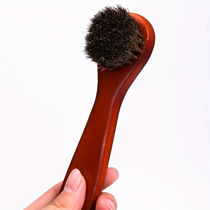 1pc Small Handle Round Head Horse Hair Brush, Hat Brush Soft Hair Does Not  Drop Fur Shoe Brush Shoe Oil Brush Polishing Wipe