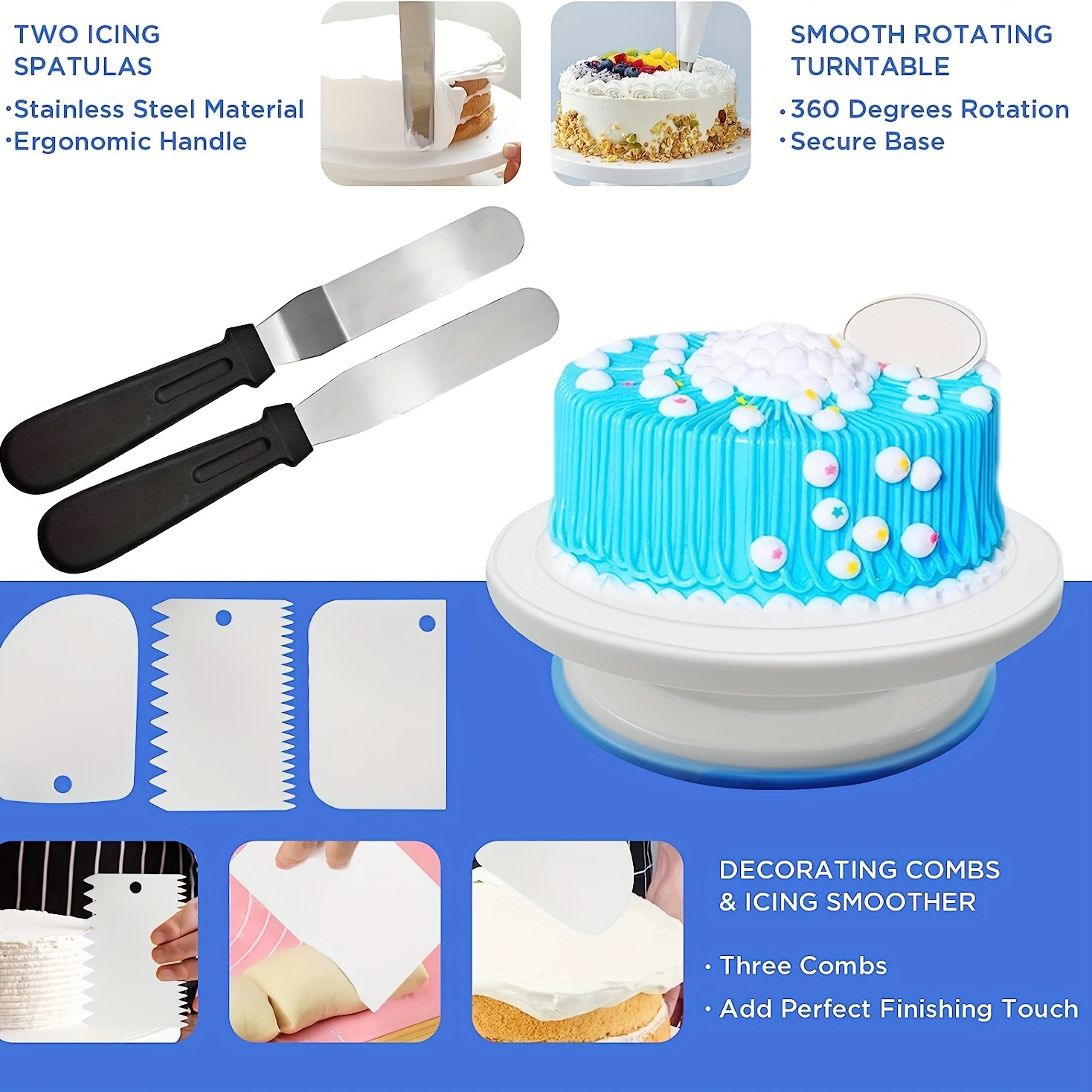 1set Cake Decorating Kit, Including Rotating Cake Turntable