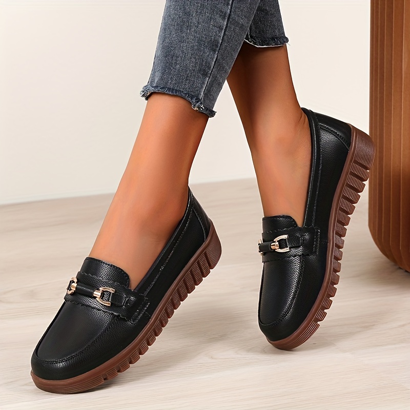 Women's Soft Sole Loafers Solid Color Low Top Slip Shoes - Temu United  Kingdom