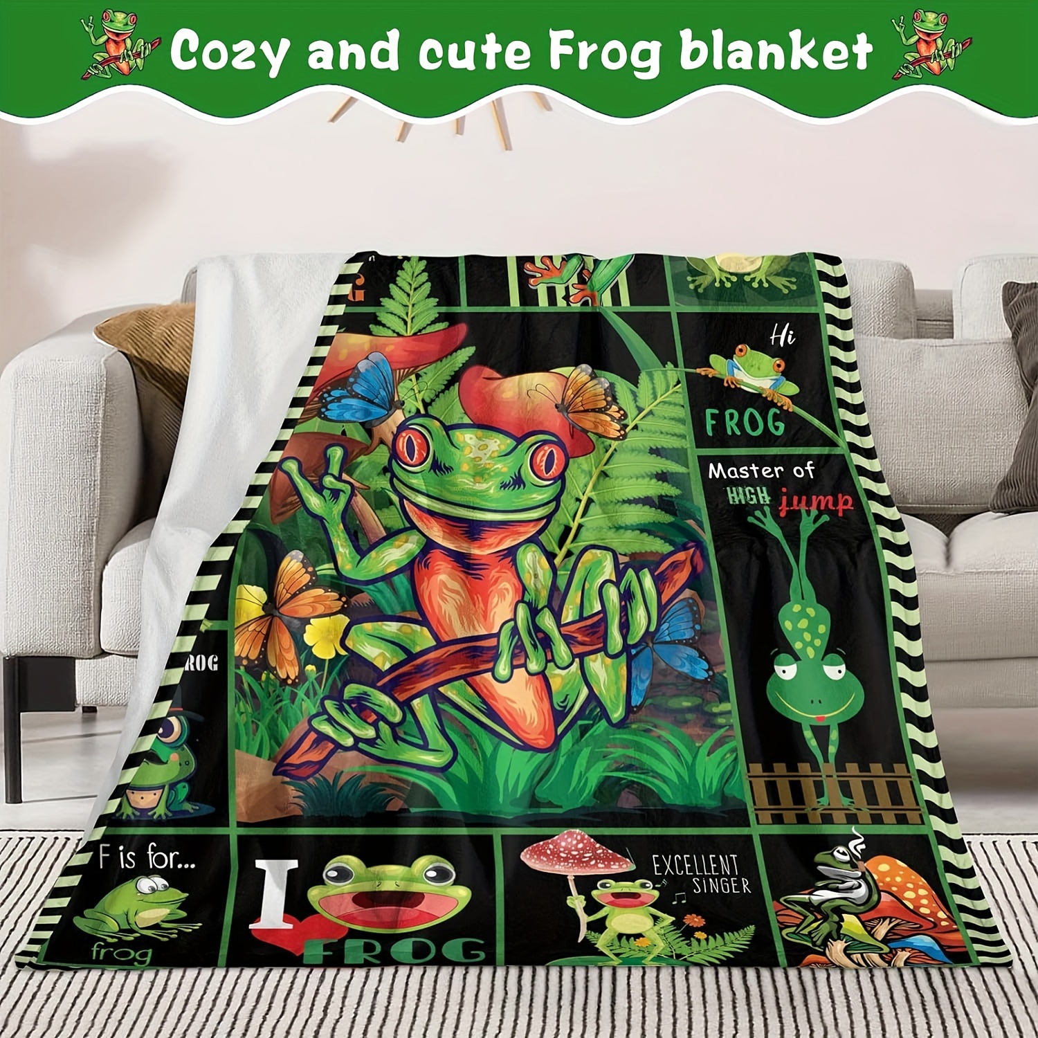 Funny Frog Blanket Soft Flannel Blanket Comfortable Plush - Temu