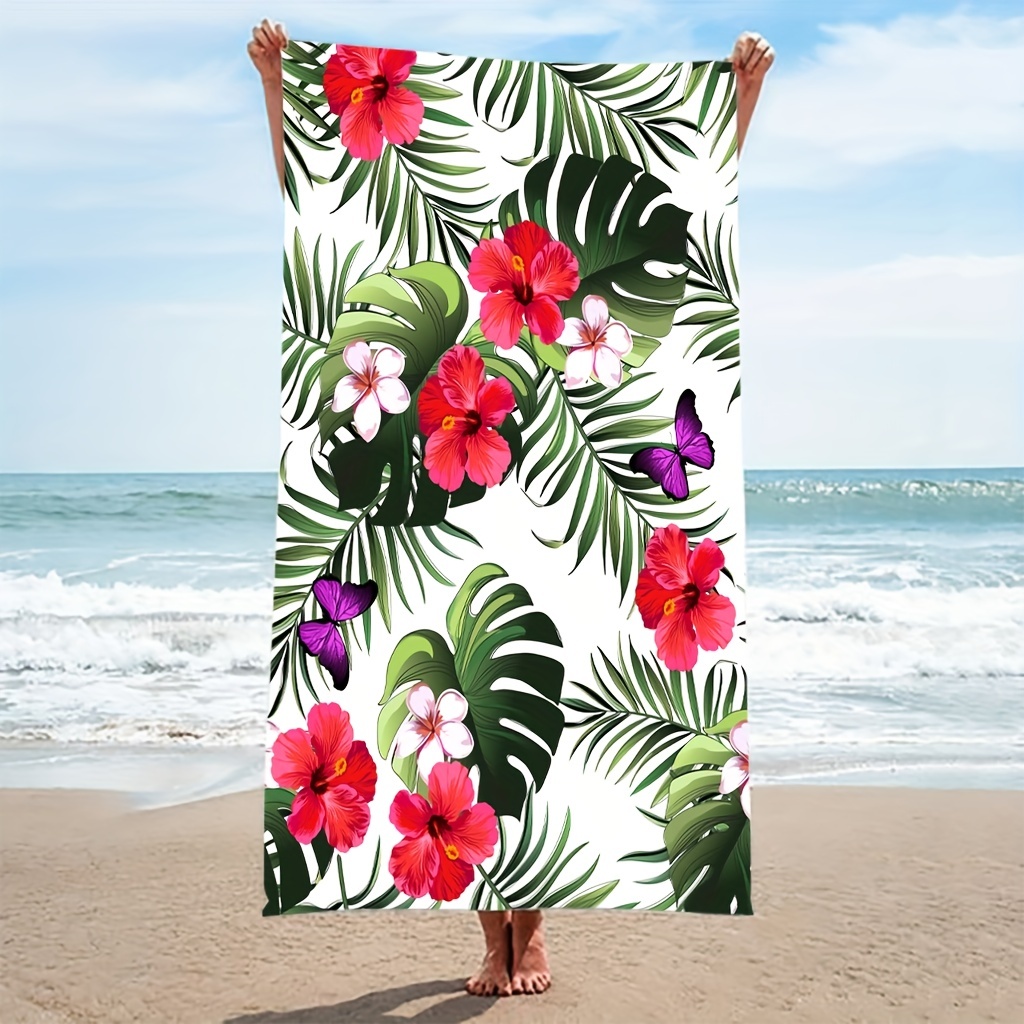 1pc Tropical Flower Beach Towel Quick Drying Super Absorbent for Travel, Swim, Pool, Diving, Surfing, Yoga, and Camping
