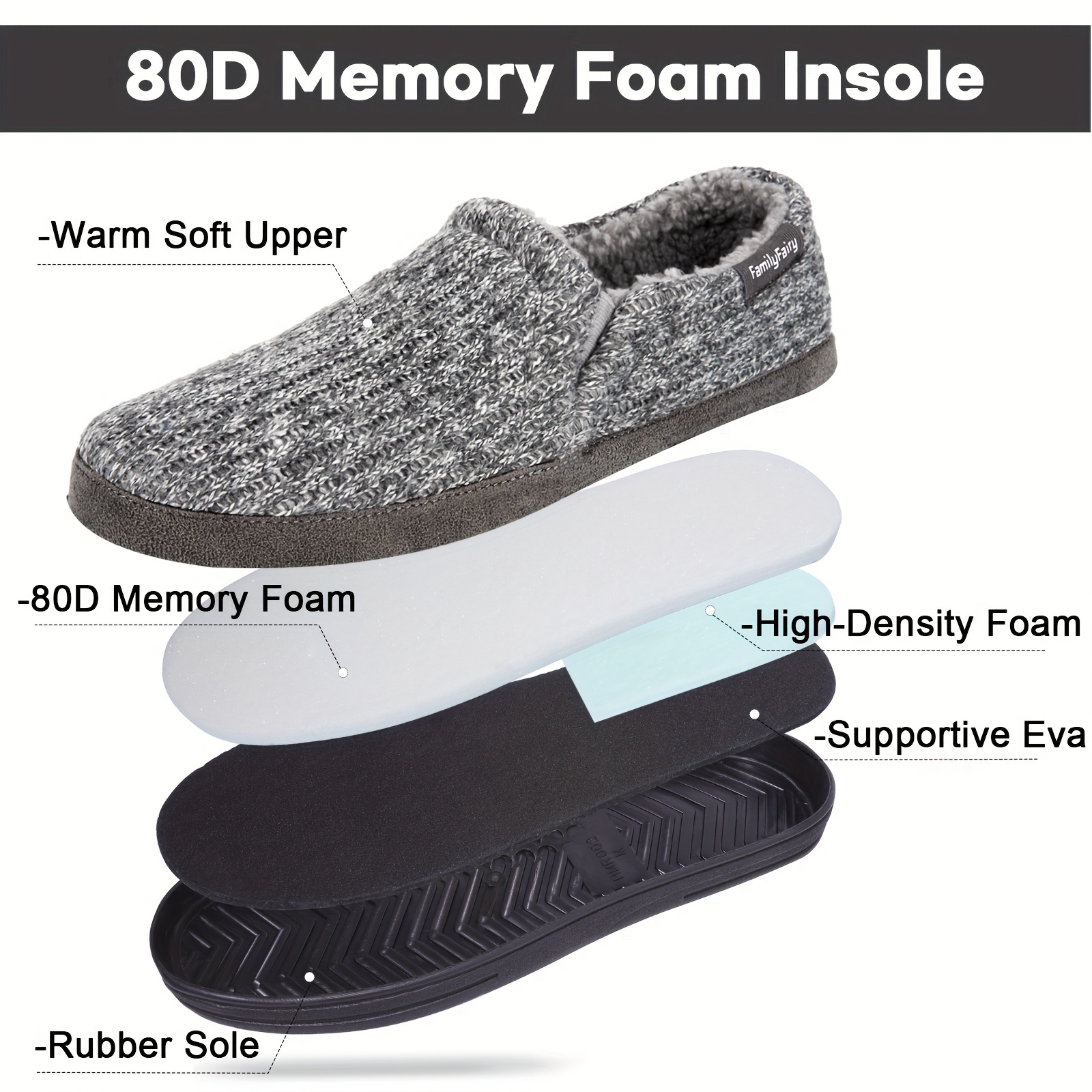 FamilyFairy Women Memory Foam Bootie Slippers, Warm