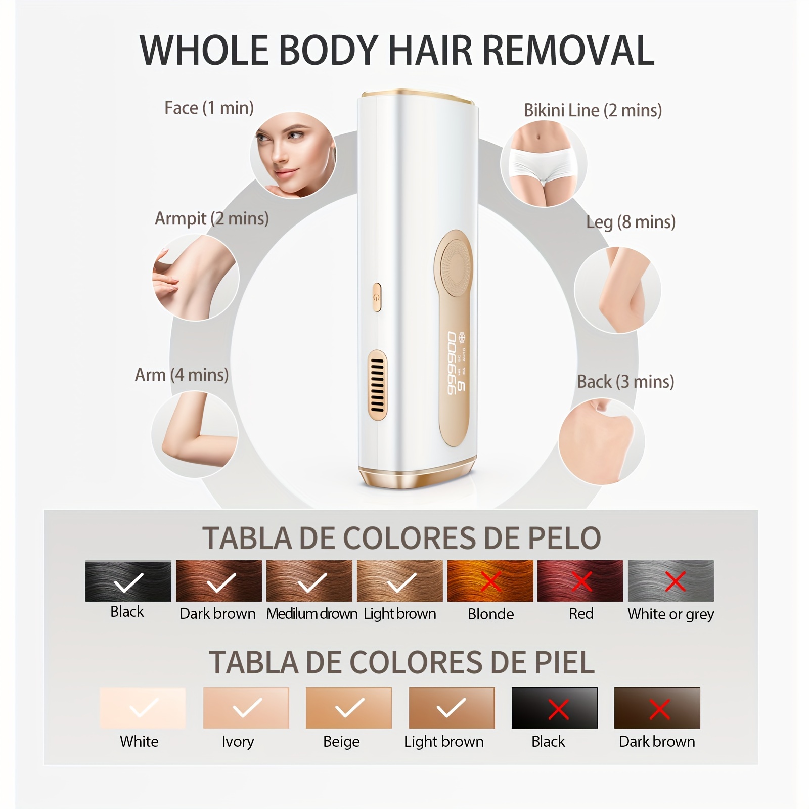 Laser Hair Removal,Laser Hair Removal For Women Permanent,Ipl Hair Removal  Devices At Home Depiladora Laser Para Mujer Laser Hair Removal 999900  Flashes For Facial Legs Arms Whole Body (Black)