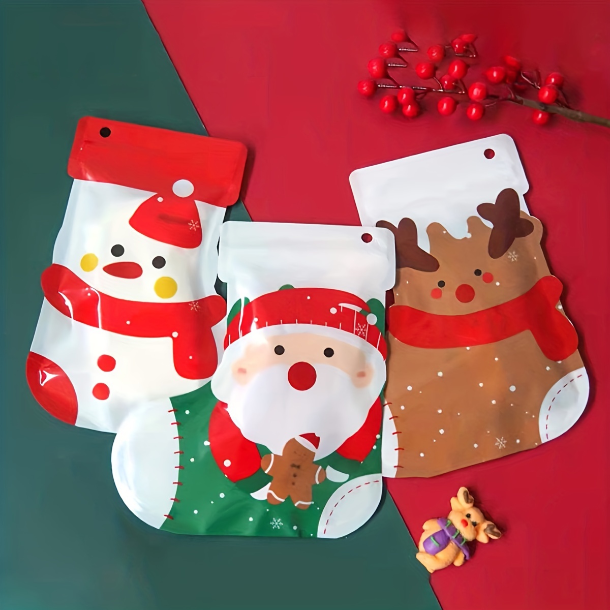 Christmas Socks Food Storage Bags Gift Cartoon Ziplock Bag - Temu