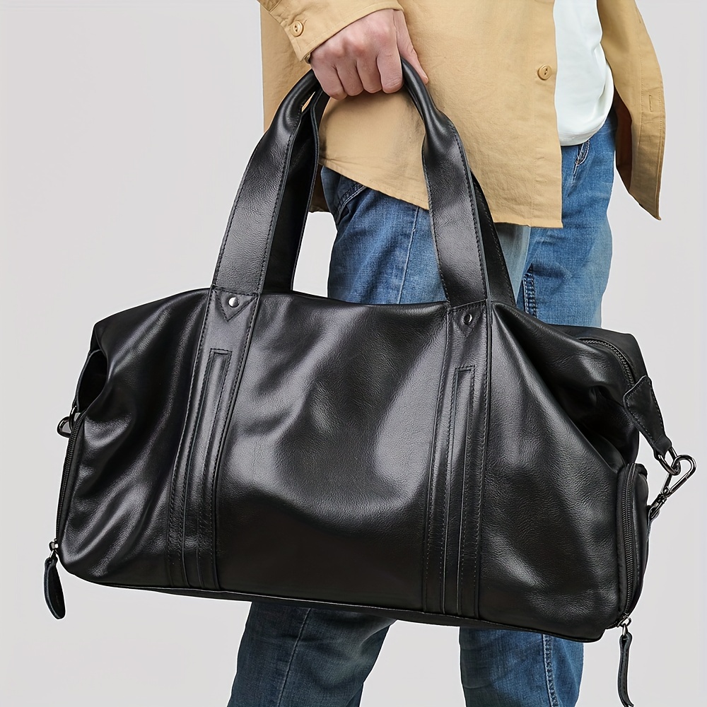 Leather Travel Duffle Bags For Men, Large Capacity Casual Tote For Weekend  Trips - Perfect For Business & Family Travels, Weekend Bag - Temu