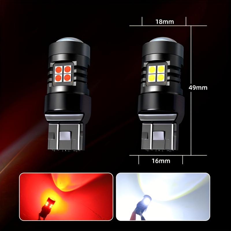 Katur 2x T20 7443 LED Car Light Bulbs Used For Brake Stop Tail Lamp Red Led  12v T20 Size W21/5W W3 x 16q Base For DRL Function