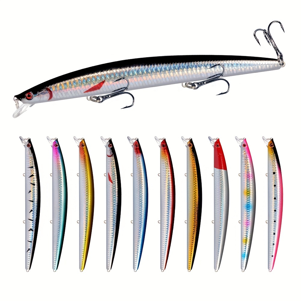 

10pcs Minnow Large Fishing Lure Trout Bass Swimbaits For Freshwater And Seawater, Fishing Tackles