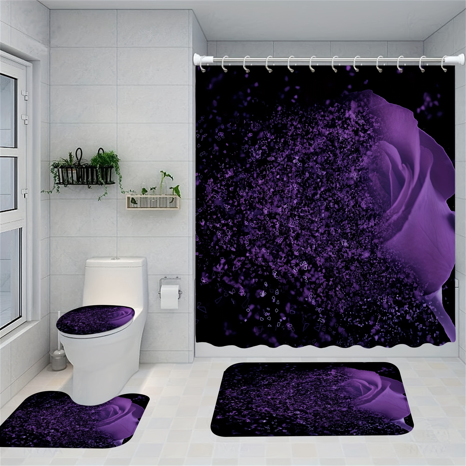 Bathroom Sets Rugs Shower Curtain - Temu