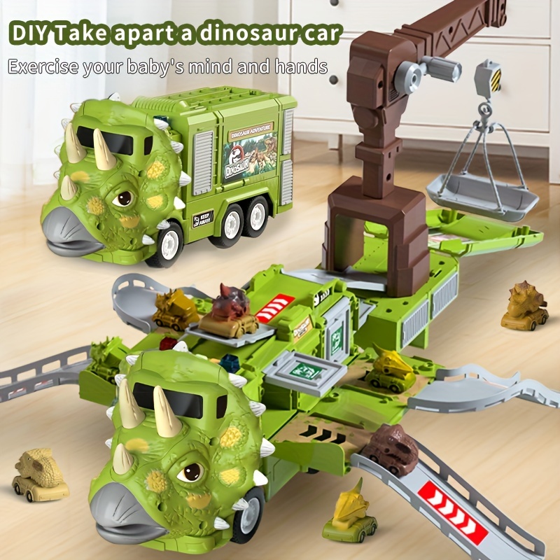 Jouet bébé dinosaure pour les garçons de 2 ans, 6pcs Push and Go Car, jouet  de camion de dinosaure de bande dessinée pour les tout-petits, cadeau