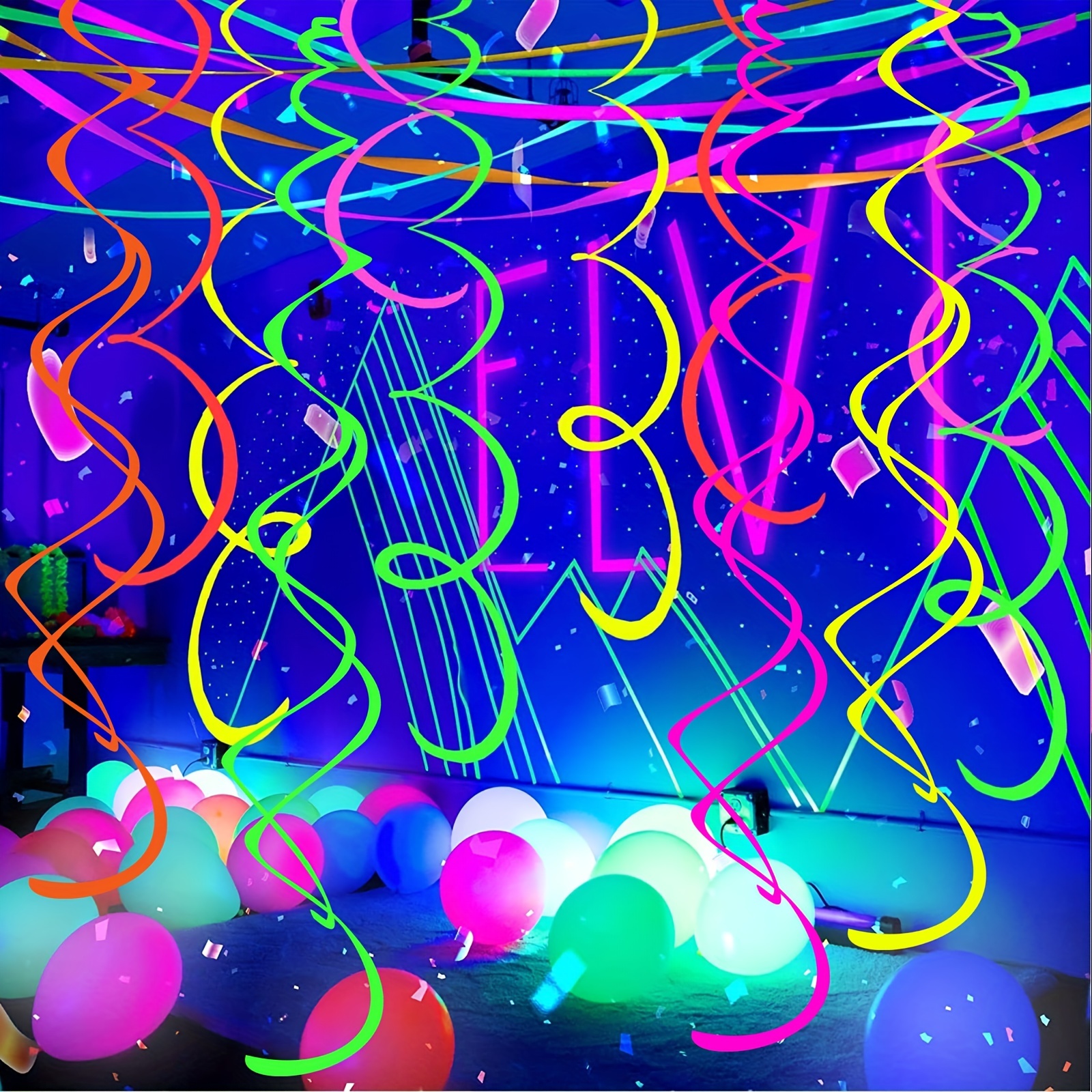 Neon Streamers Party Hanging Swirl Decoration Glow In The - Temu