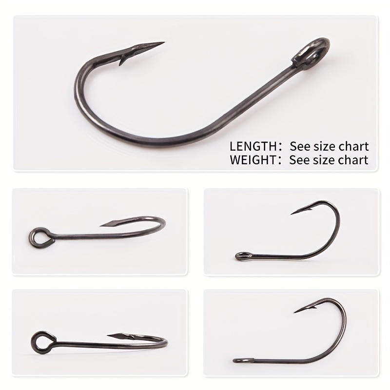10pcs 6# - 4/0 Big Eye Inline Single Lure Hook, High Carbon Steel Tin  Coated Spare Hooks, Fishing Accessories For Spinner Spoon/ Jigging Lure