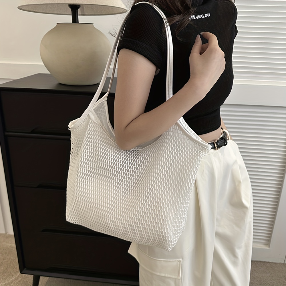 Minimalist Mesh Shoulder Bag Solid Large Capacity Handbag